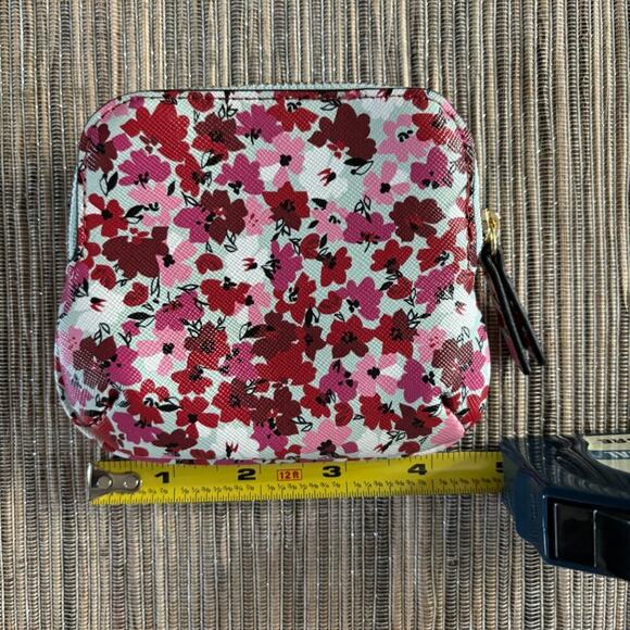 NANETTE LEPORE | Keychain Pouch Pink Maroon Flowers Mint Background - Picture 6 of 7